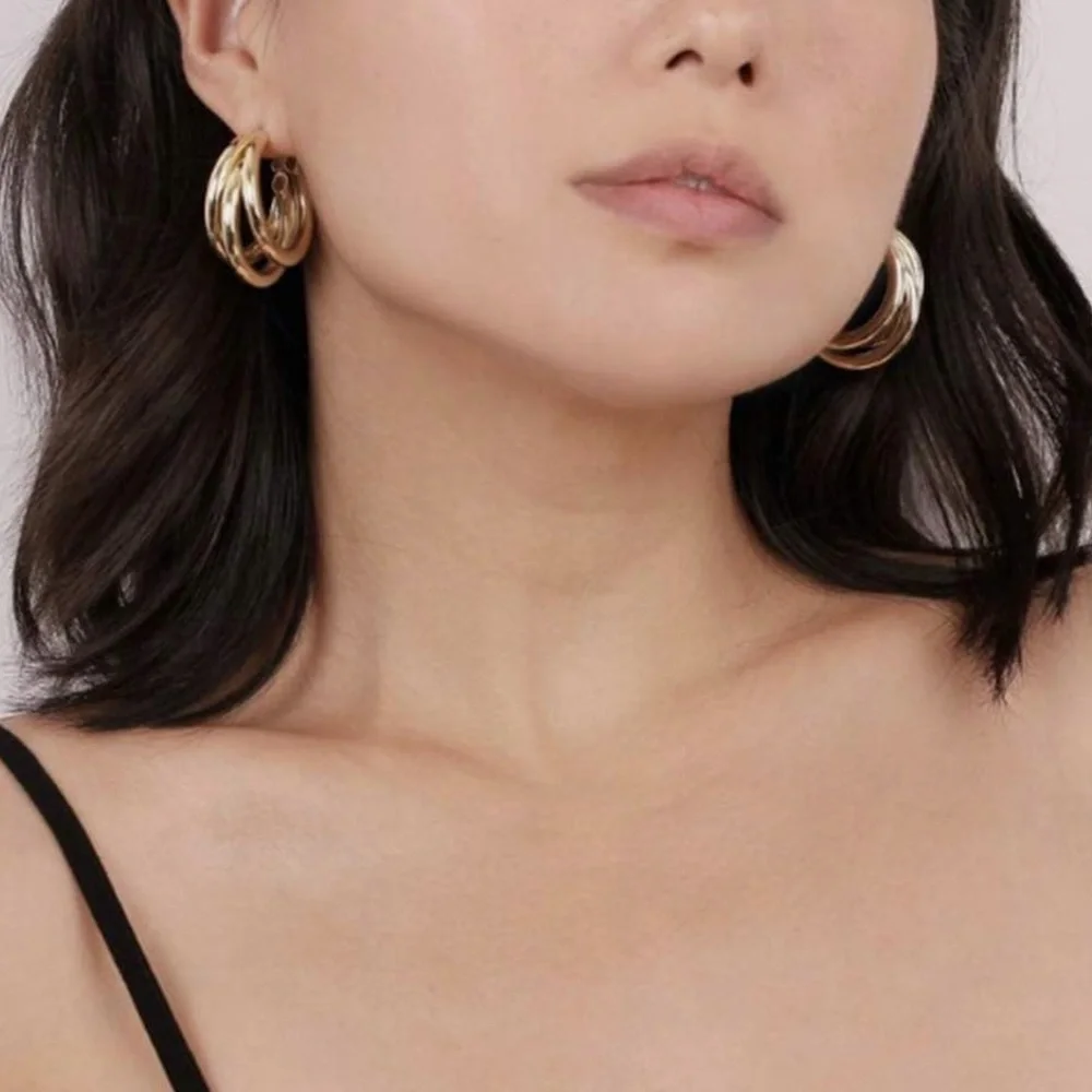 Golden Trendy Hoop Earrings